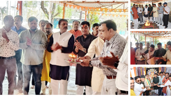 भोपाल में कायस्थ समाज ने की चित्रगुप्त पूजा: भगवान चित्रगुप्त की पूजा के बाद अभिमंत्रित कलम बांटीं, भाई दूज भी मनी